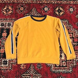 Uniqlo Mustard Ringer Sweatshirt with Navy and White Stripes